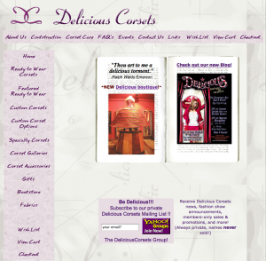 Our old Delicious Corsets site, 2005.