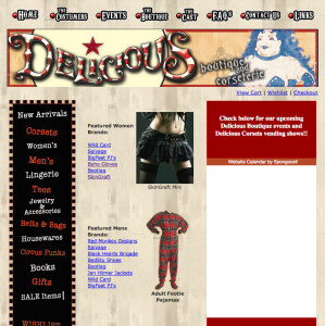 Our old Delicious Boutique site, 2005