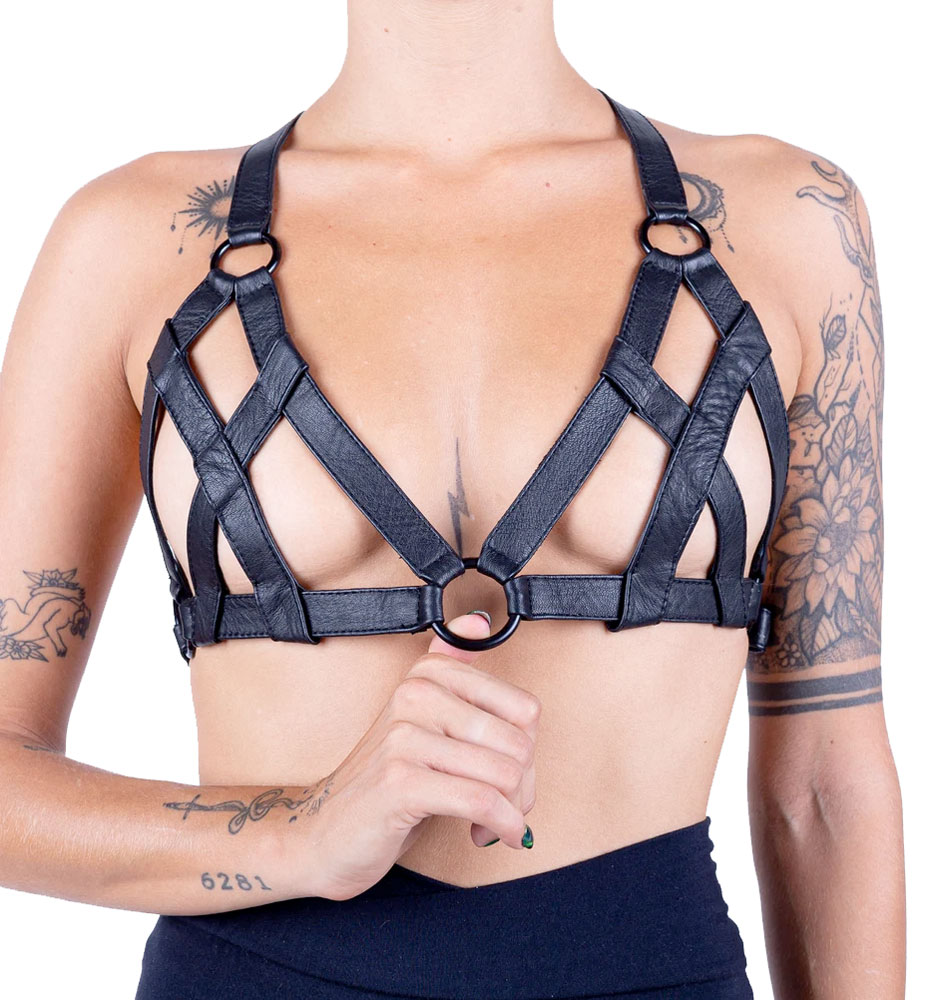 Cage Bra Harness Top in Opal Holographic