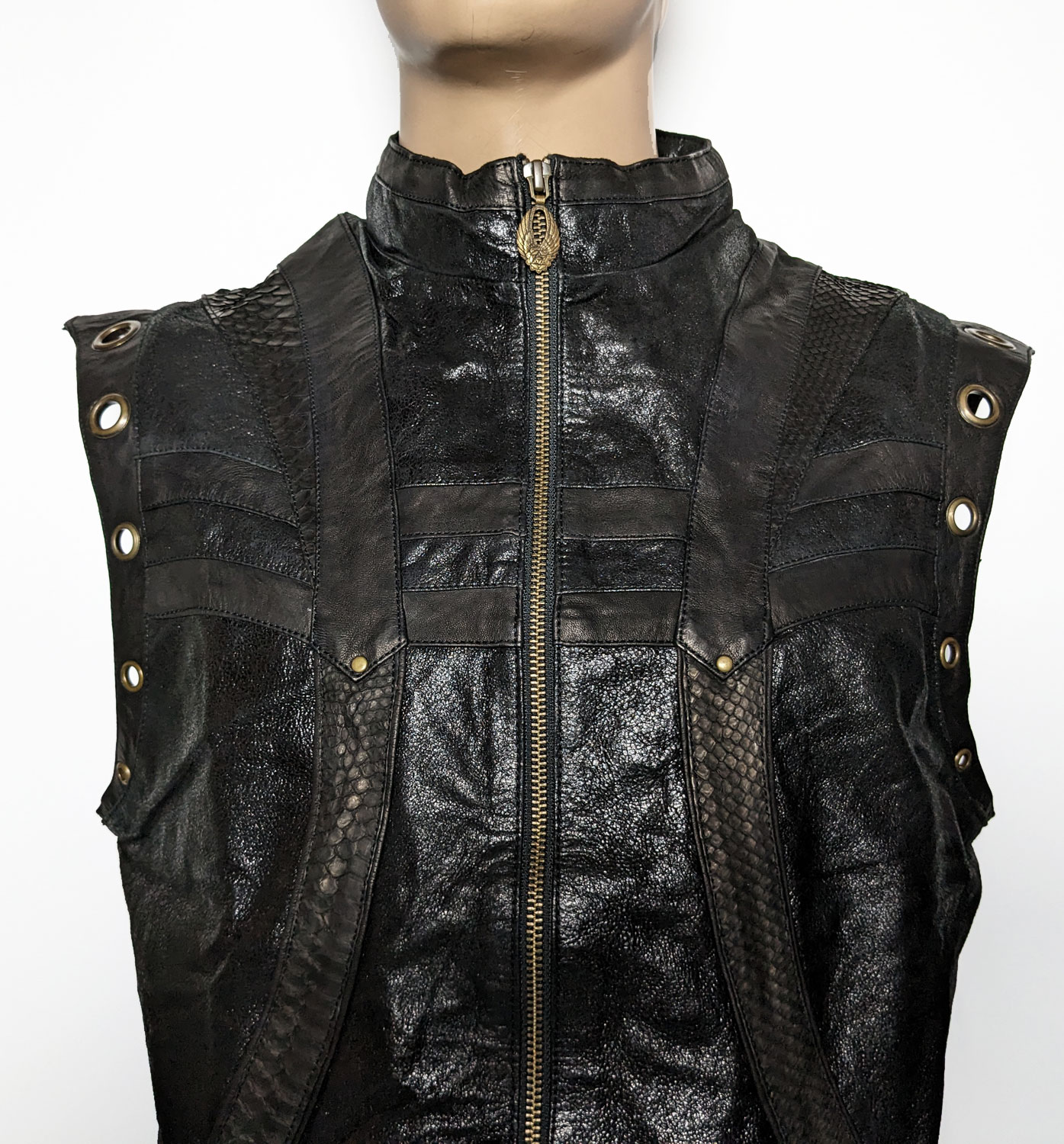 Taurid Leather and Python Vest - anahata designs/infiniti now