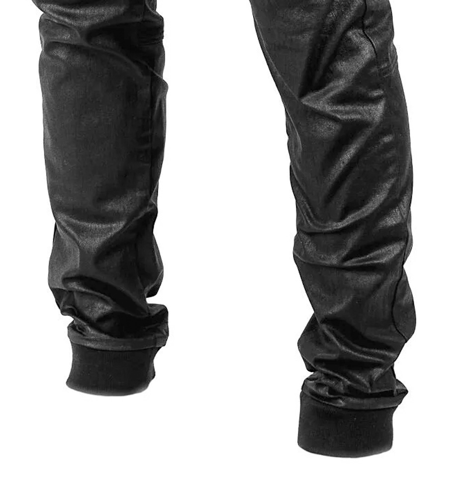 Tech11 Mens Wax Stretch Denim Jeans I Black on Black Cargo Pants I