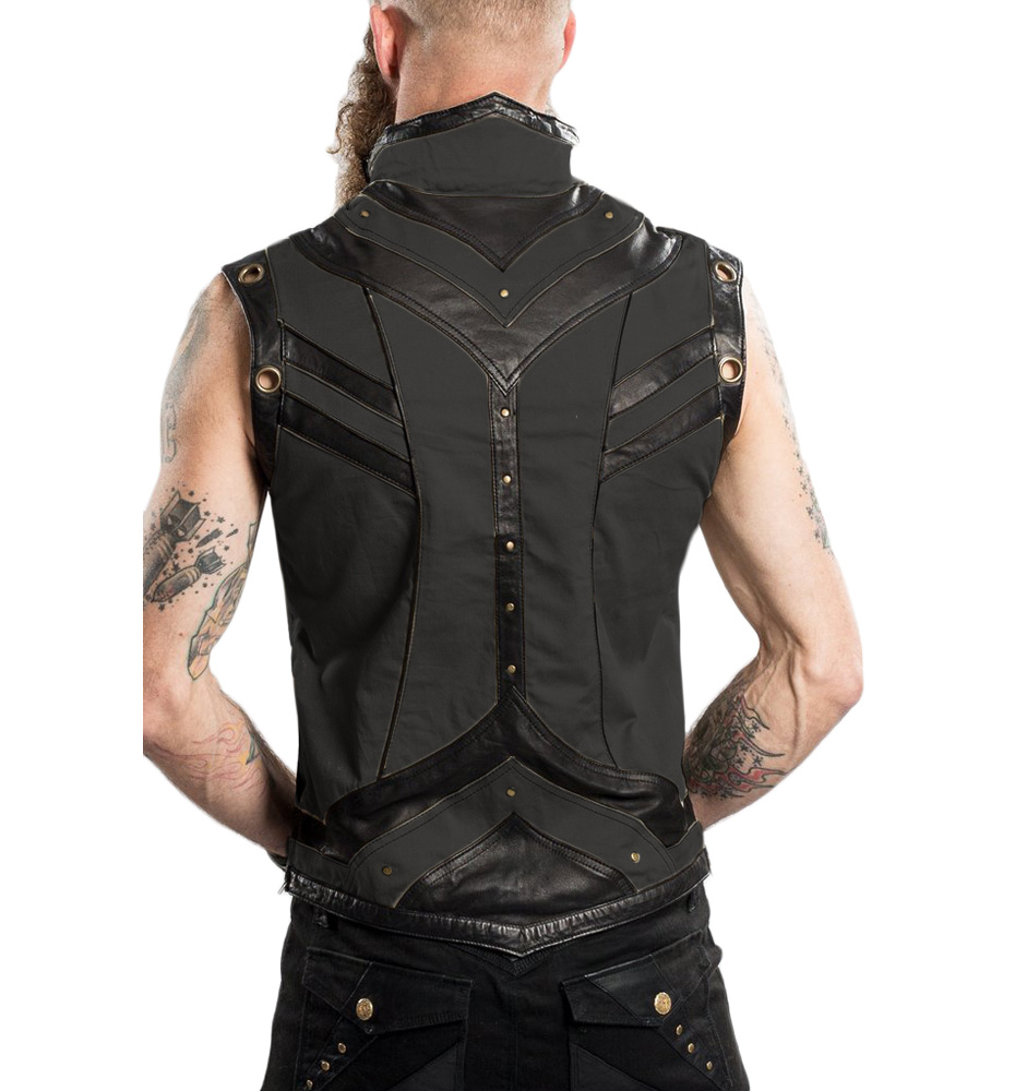 Anahata Designs Taurid Denim/Leather Vest : Delicious Boutique