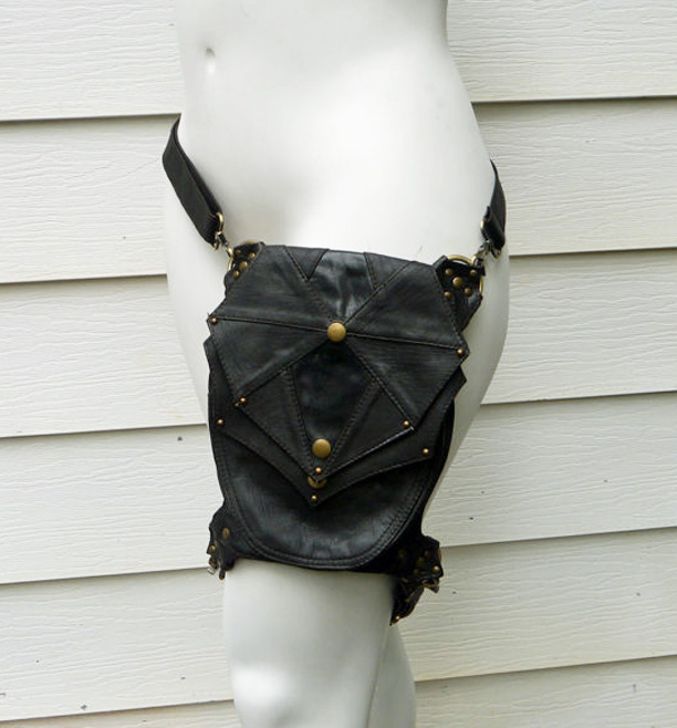 BLASTER 3.0 Black Leather Holster Hip Waist Bag Leg Bag and Shoulder Bag