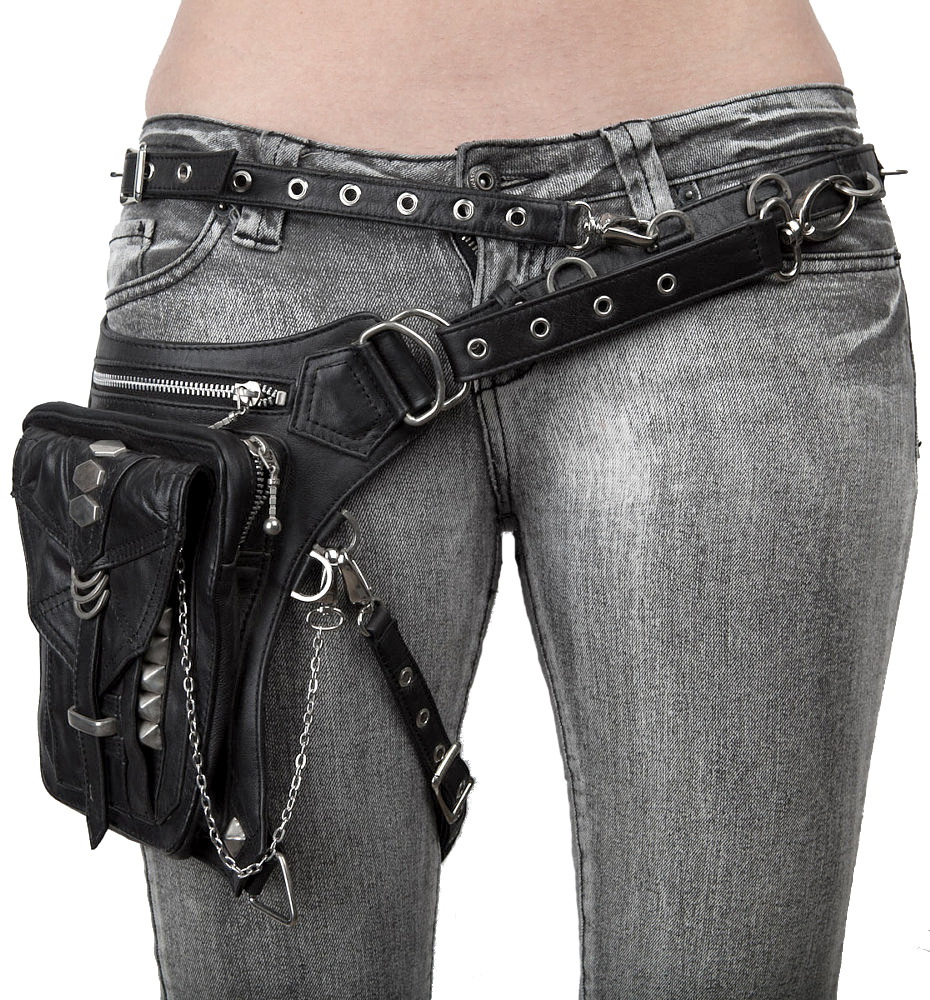 Handmade Leather Hip Bag With Leg Strap Fanny Pack Wasteland 