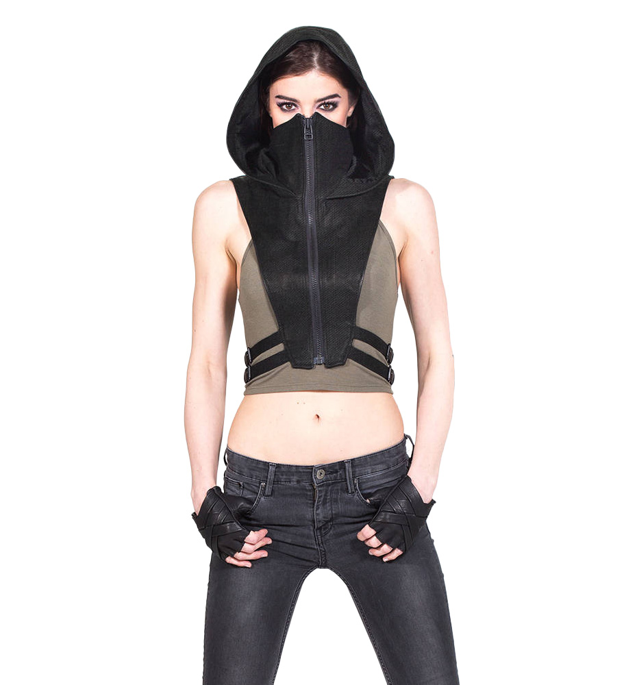 Jungle Tribe Ninja Kombat Hooded Vest - Canvas : Delicious Boutique