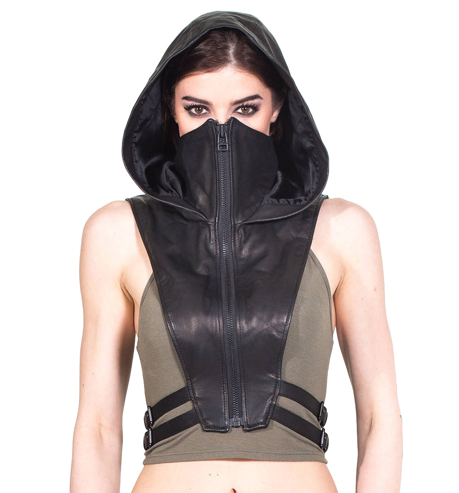 Jungle Tribe Ninja Kombat Hooded Vest - Leather : Delicious Boutique