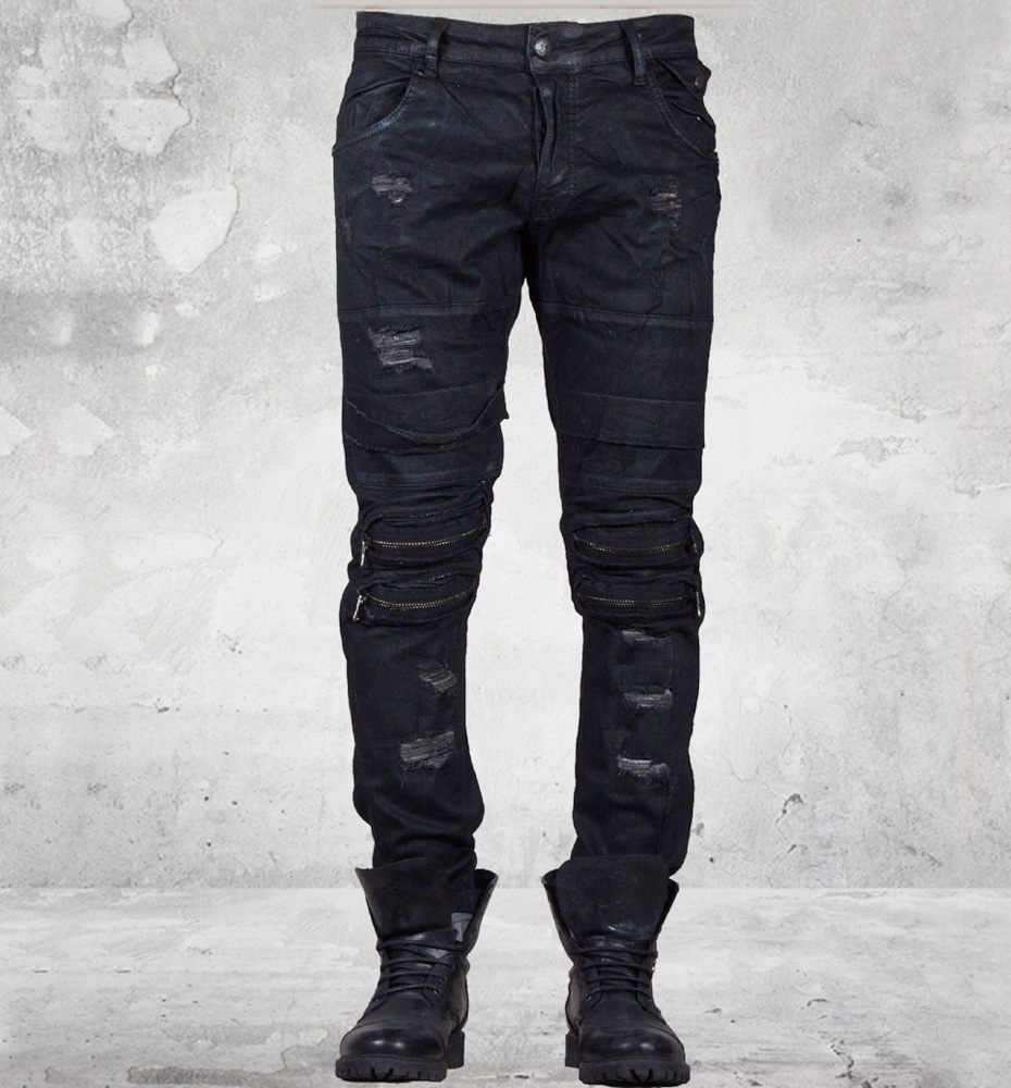 Black Patch Zipper Jeans : Delicious Boutique