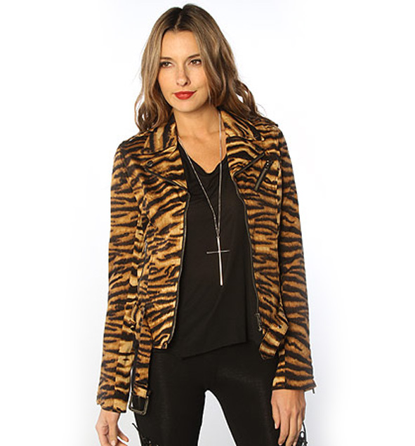 Tripp NYC Natural Tiger Moto Jacket : Delicious Boutique